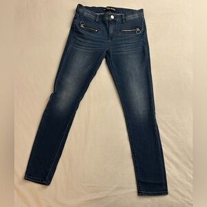 Express Midnight Blue Skinny Jeans with Front Zippers